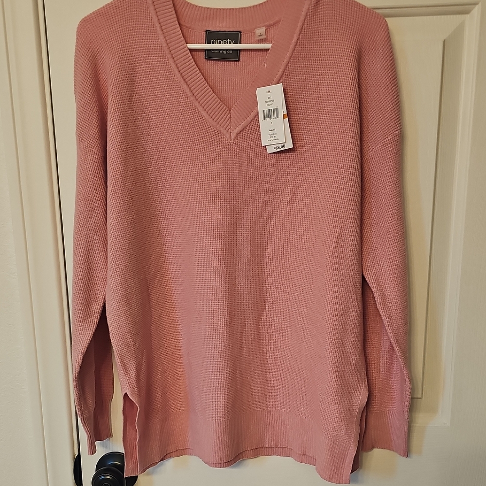 Ninety Soft Pink V-Neck Sweater